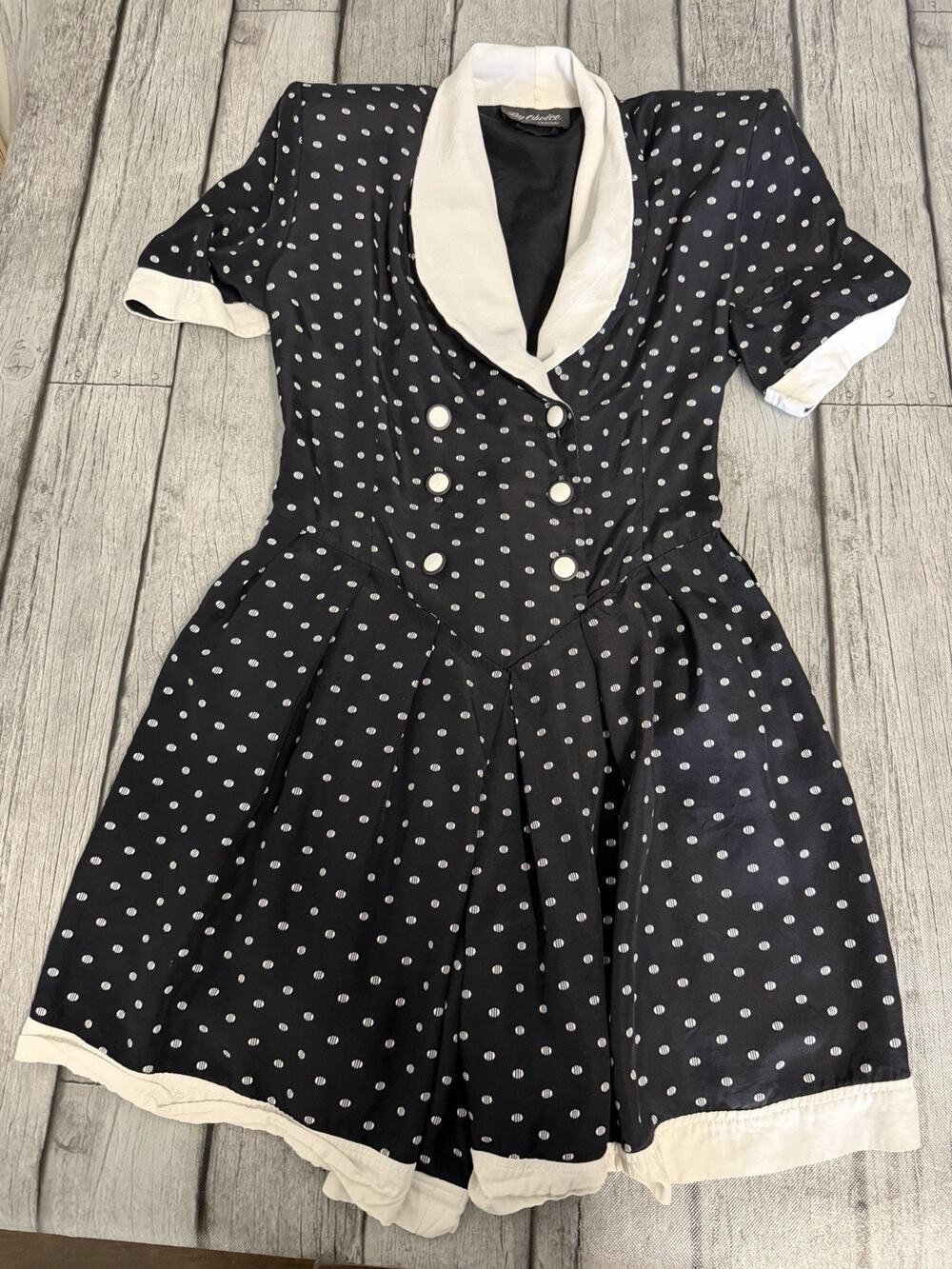 Juniors By Choice Dress Skort Black White Polka Dot Sz 9 Vintage 80s 90s